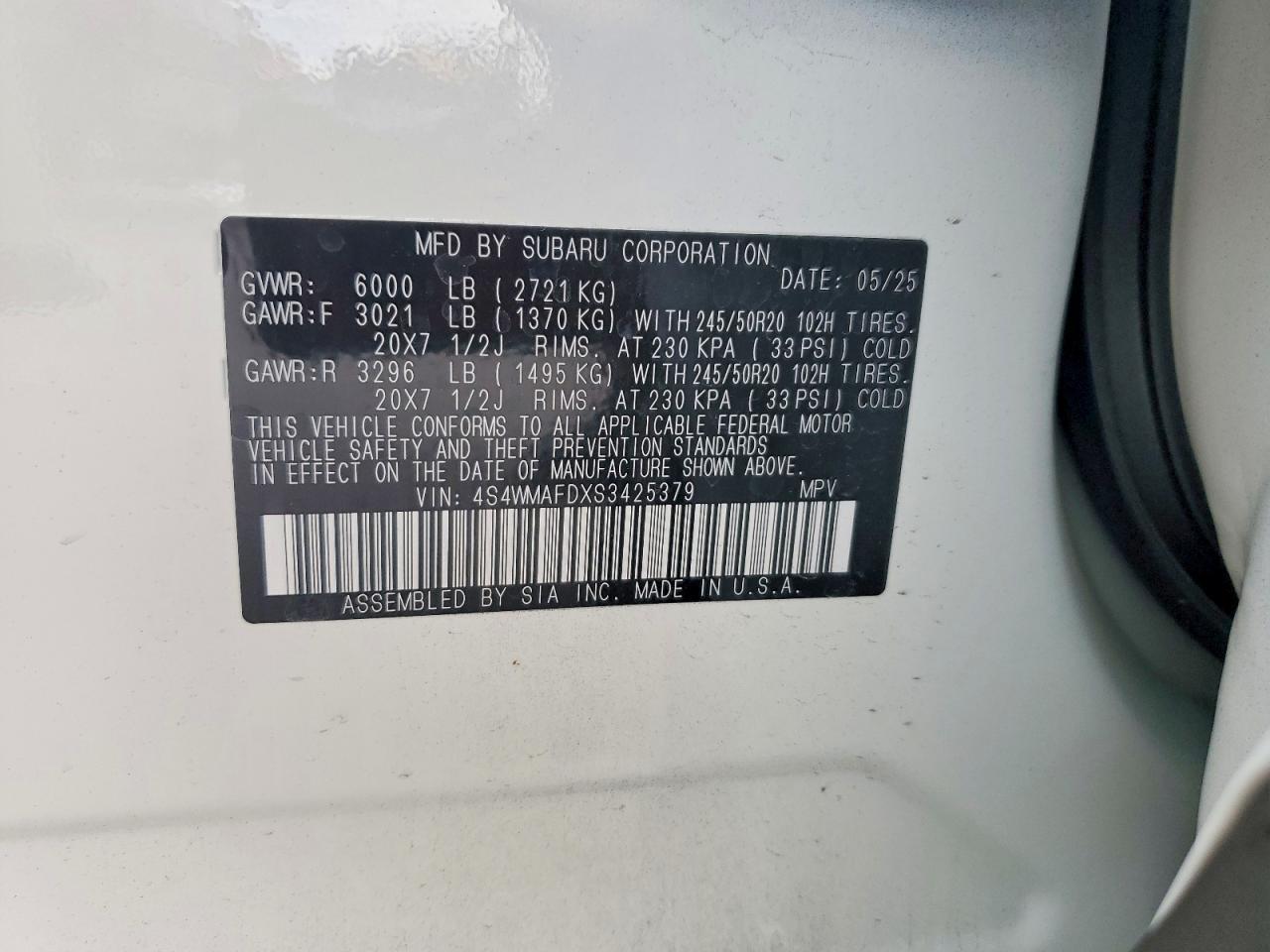 2025 Subaru Ascent Onyx Edition