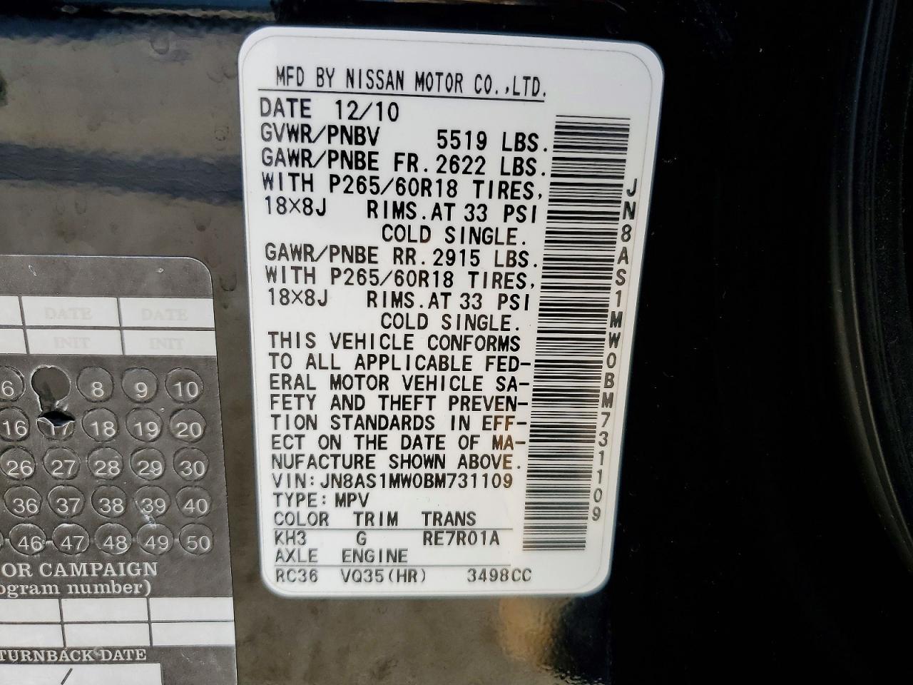 2011 Infiniti Fx35 Base