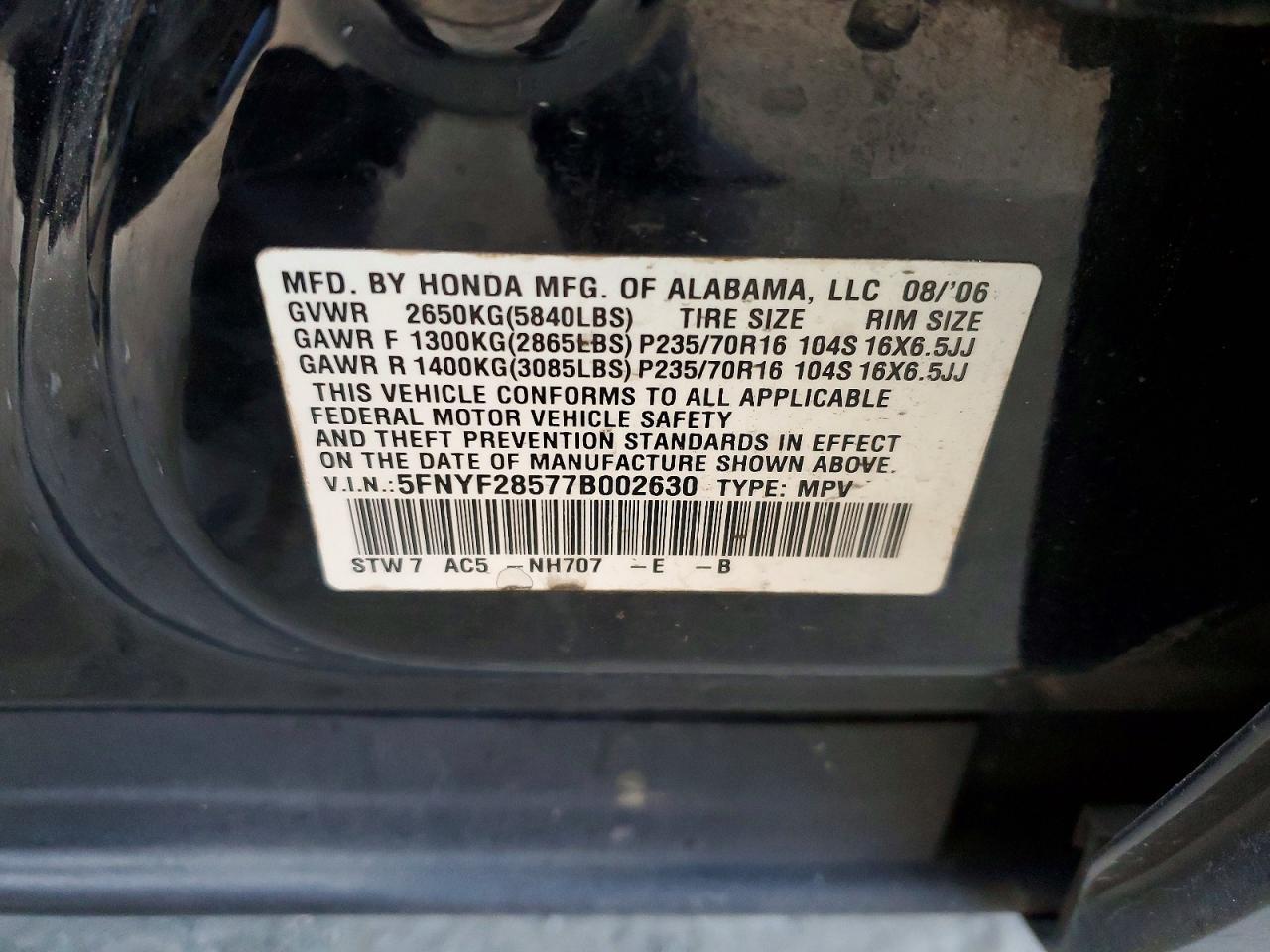2007 Honda Pilot exl