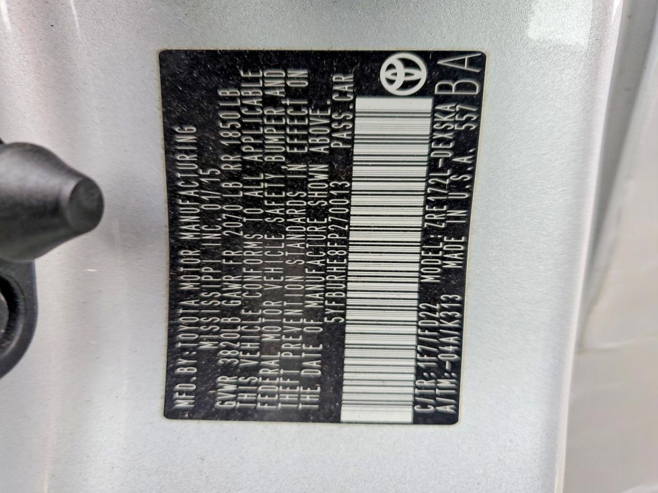 2015 Toyota Corolla l