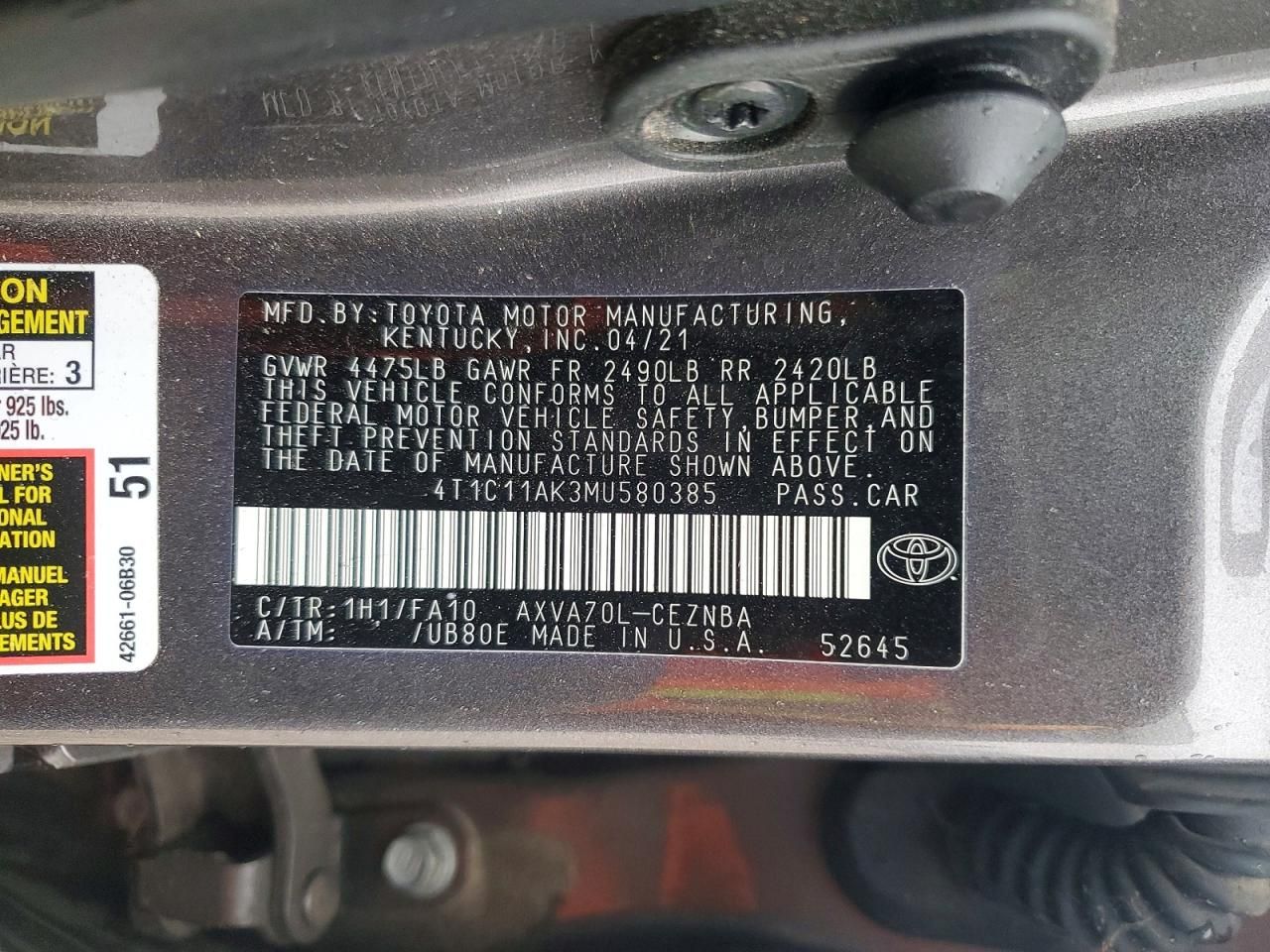 2021 Toyota Camry le