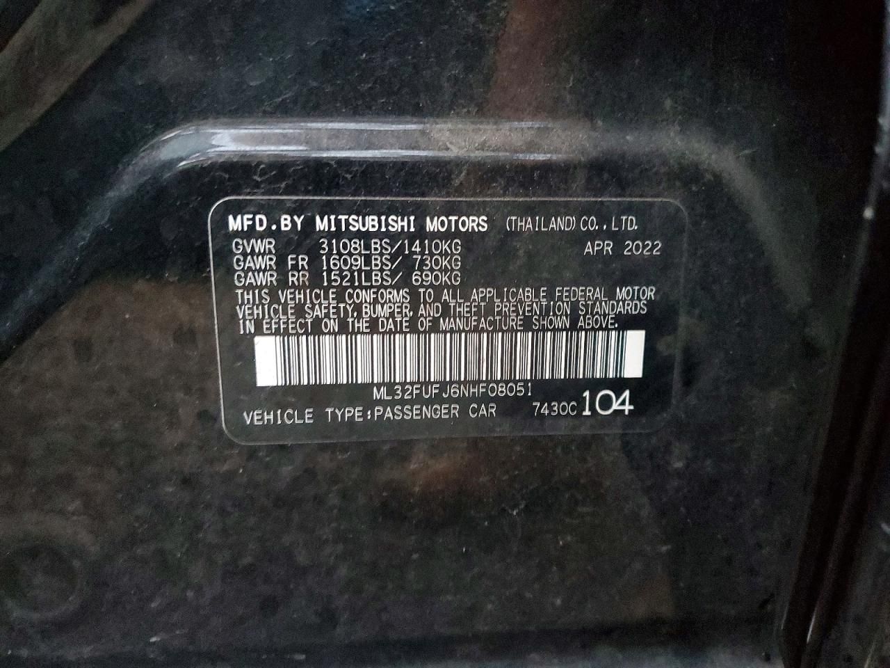 2022 Mitsubishi Mirage G4 es