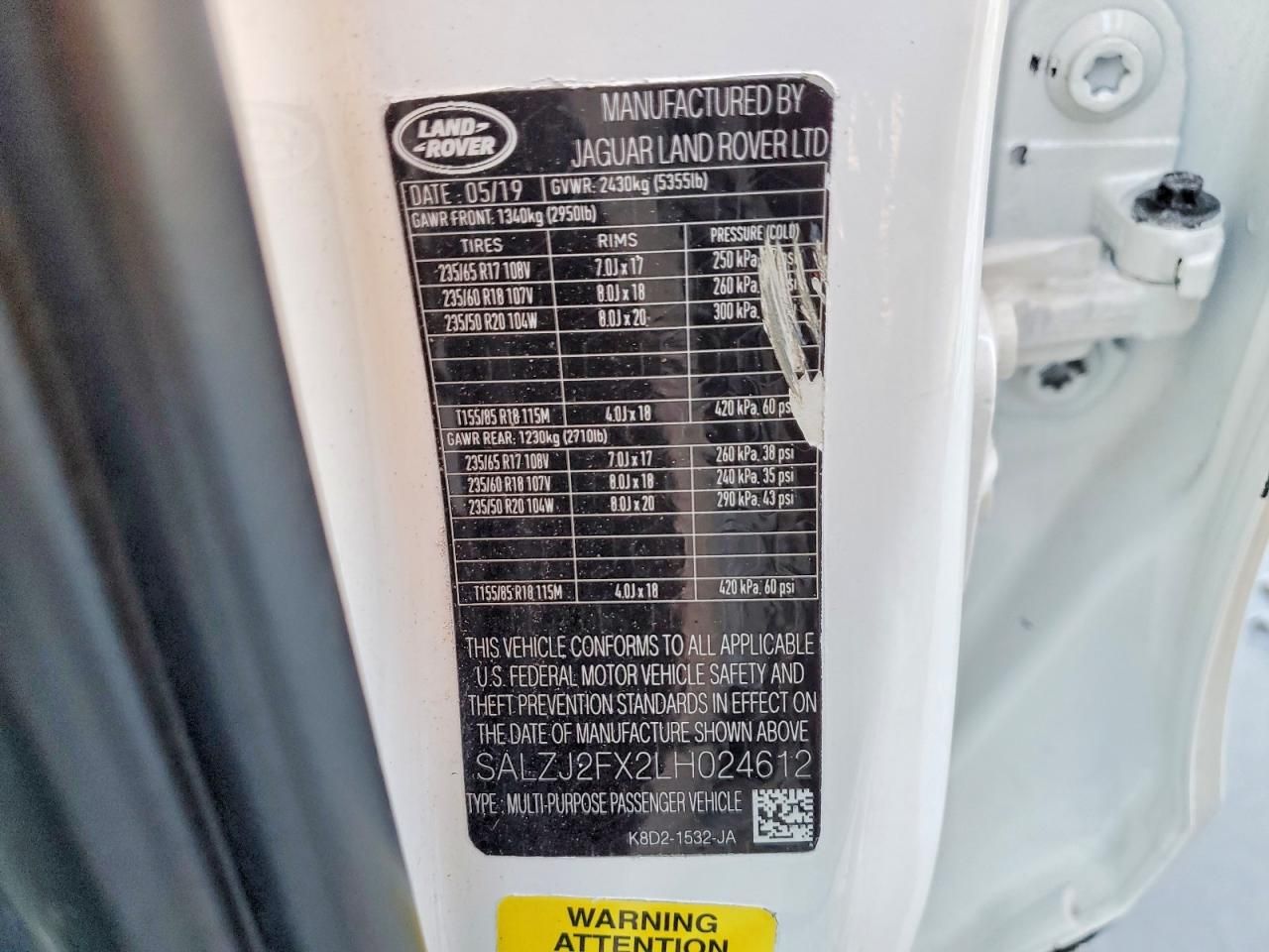 2020 Land Rover Range Rover Evoque s