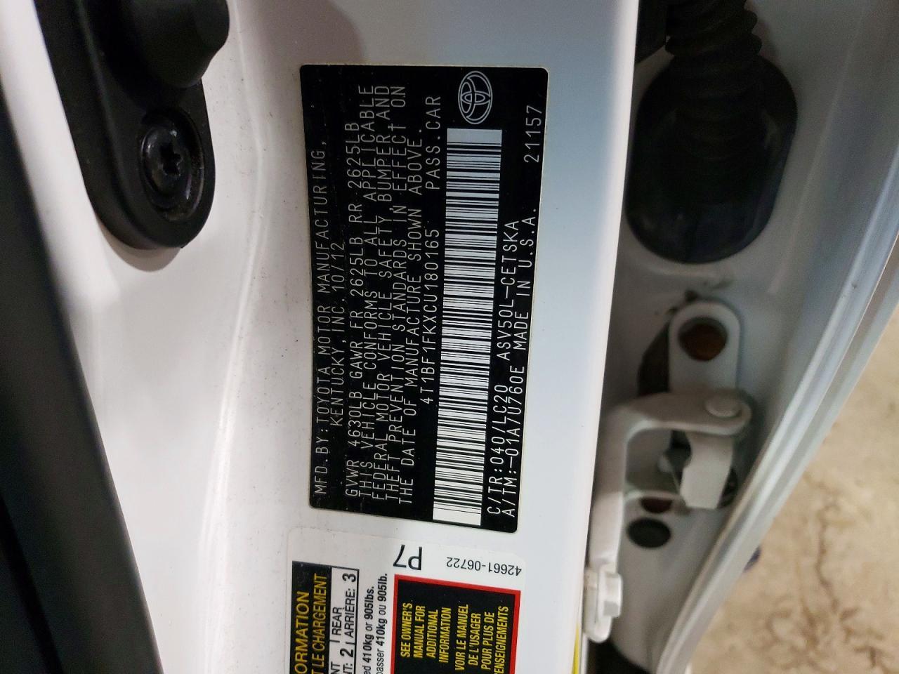 2012 Toyota Camry Base
