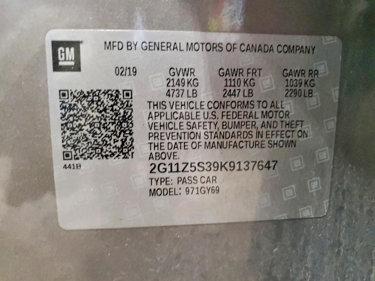 2019 Chevrolet Impala lt