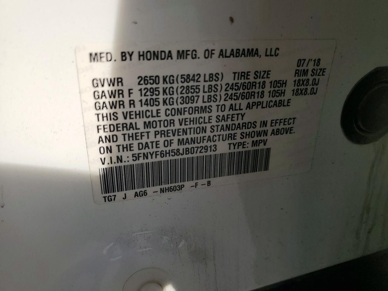 2018 Honda Pilot exl