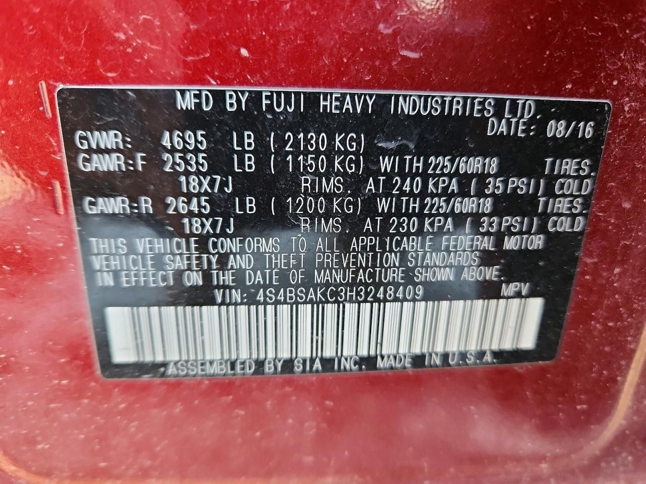 2017 Subaru Outback 2.5i Limited