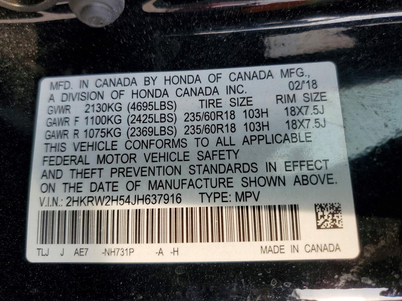 2018 Honda Cr-v ex