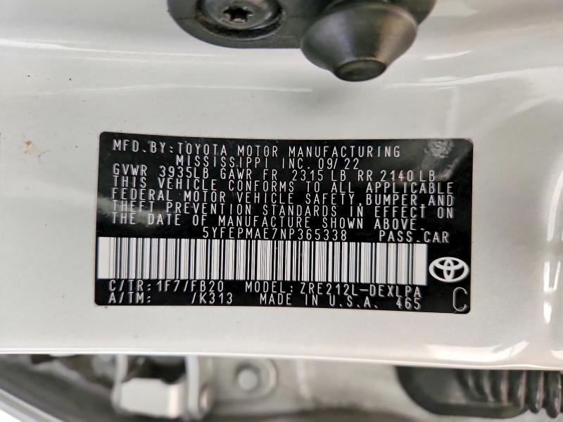 2022 Toyota Corolla le