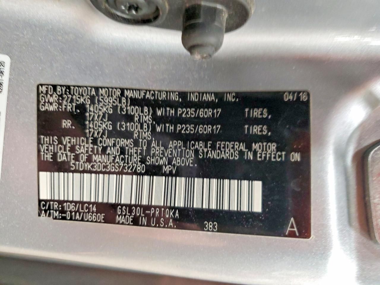 2016 Toyota Sienna xle