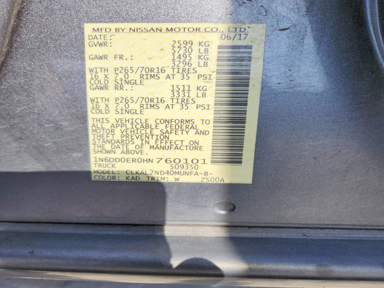 2017 Niss Frontier sv