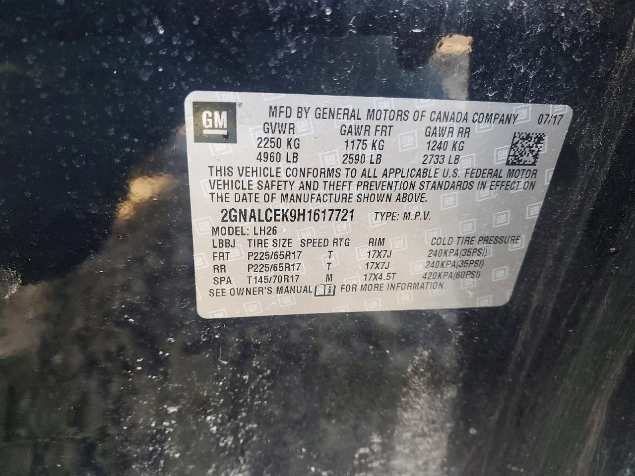 2017 Chevrolet Equinox lt