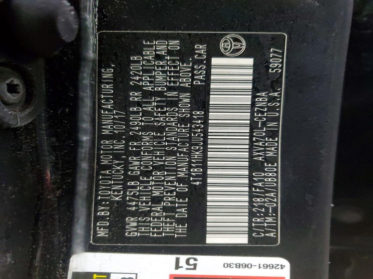 2018 Toyota Camry l