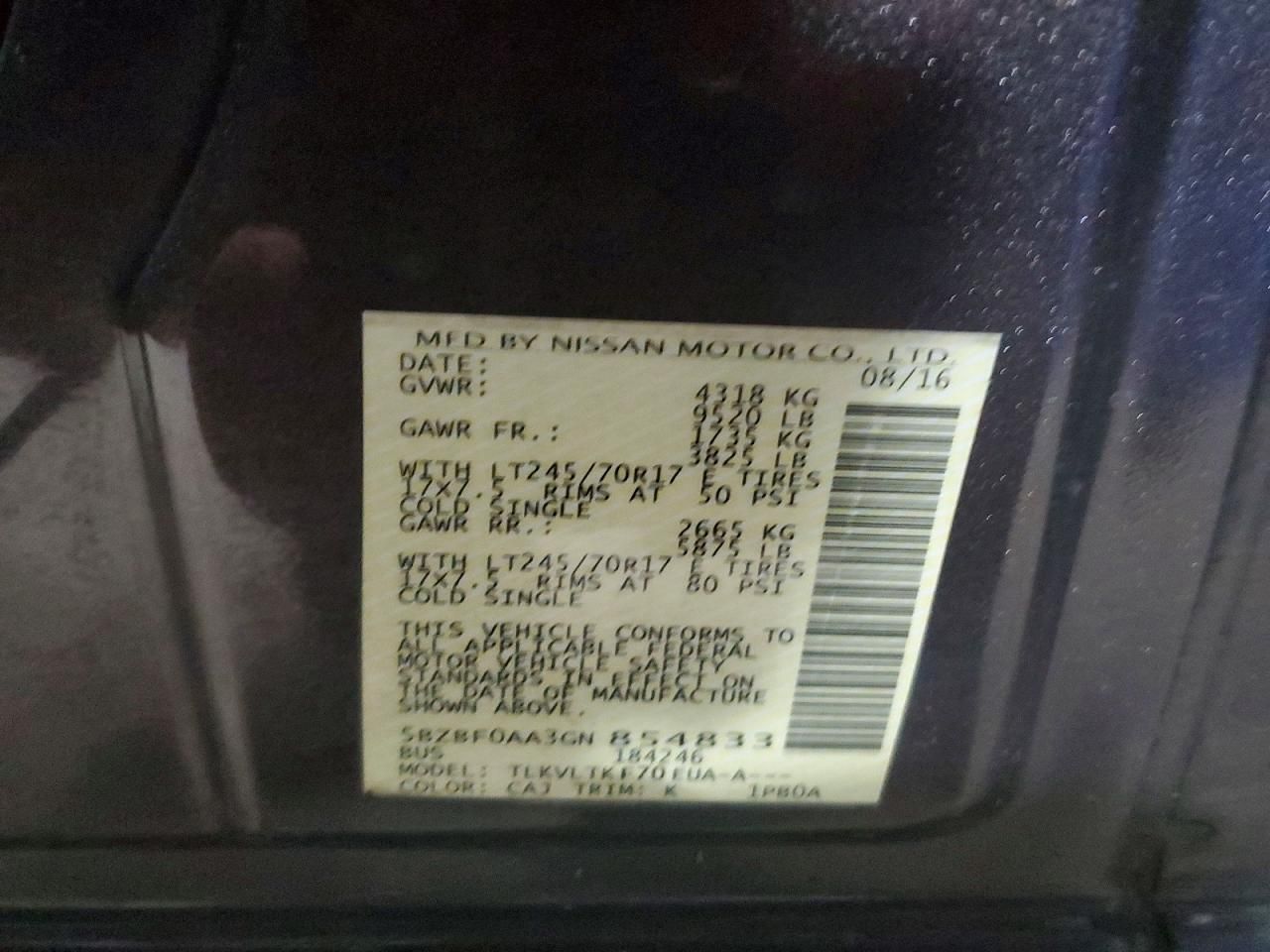 2016 Nissan Nv 3500 s