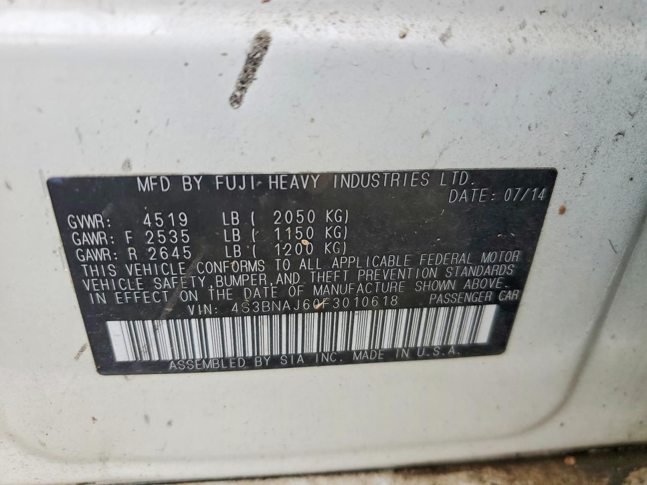 2015 Subaru Legacy 2.5i Limited