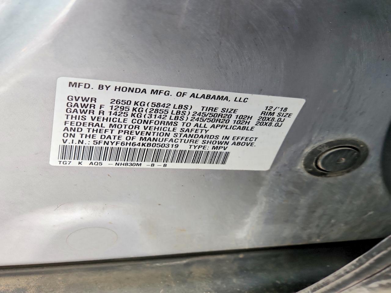 2019 Honda Pilot Touring