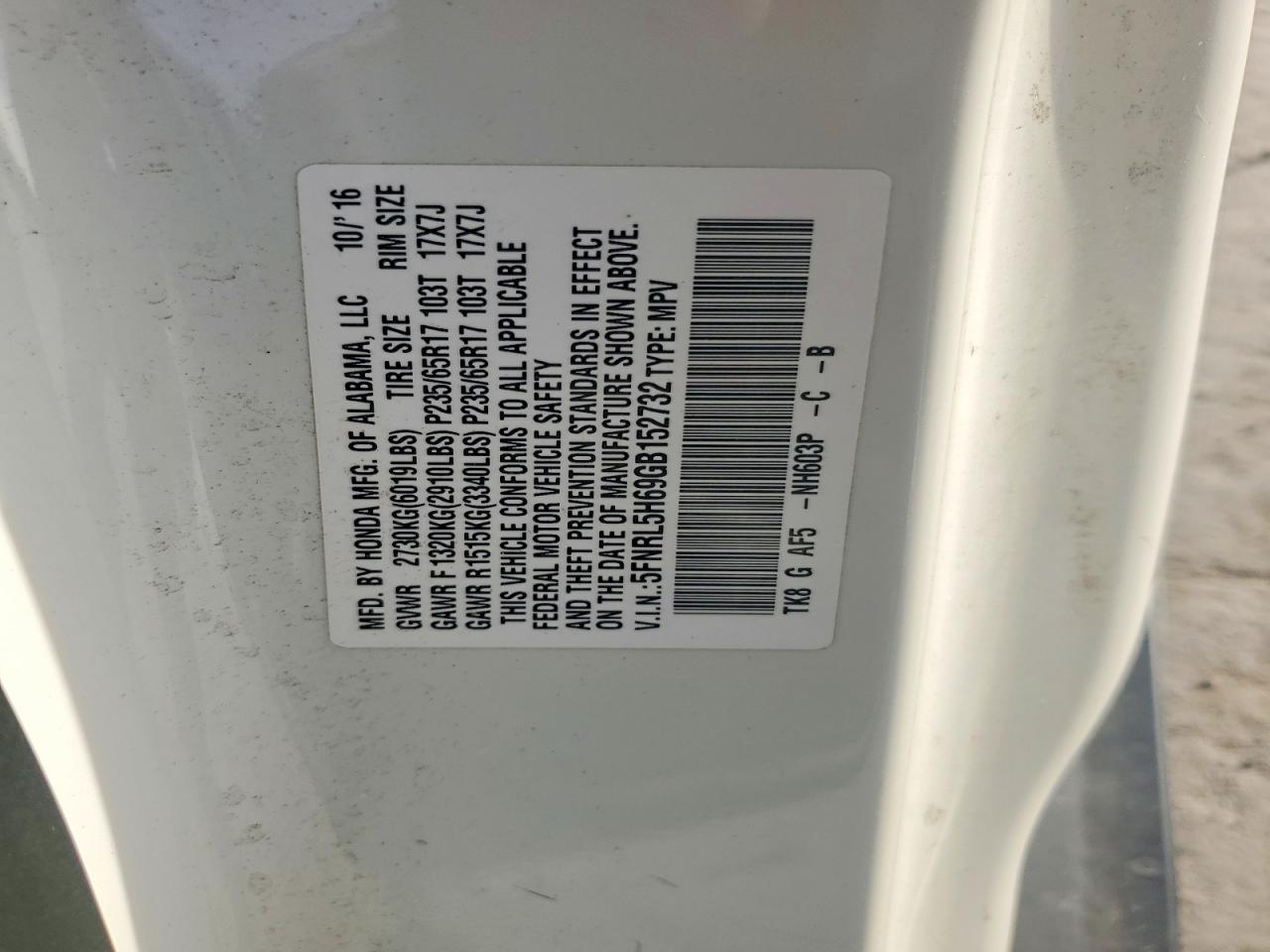 2016 Honda Odyssey exl