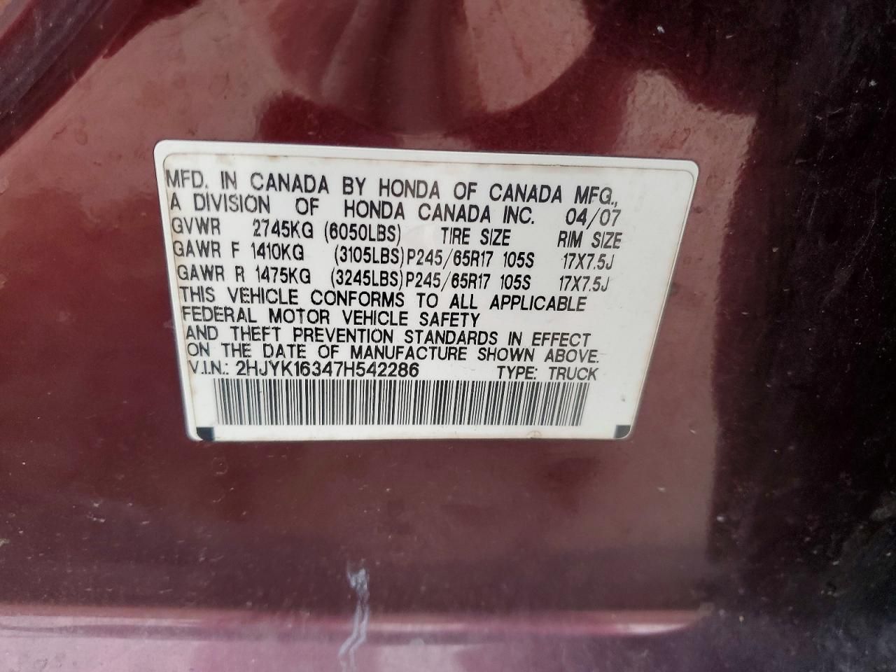 2007 Honda Ridgeline rtx