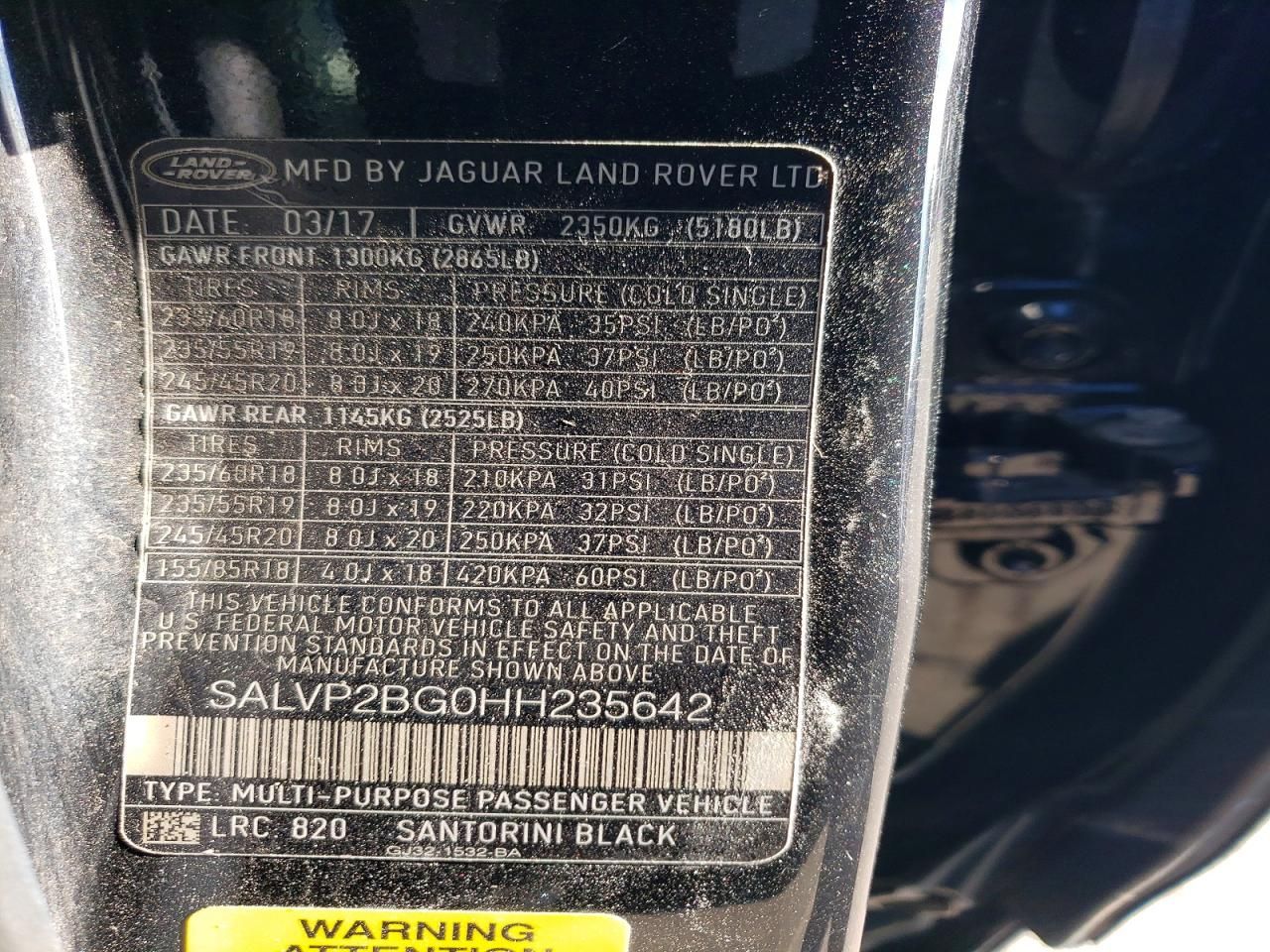 2017 Land Rover Range Rover Evoque se