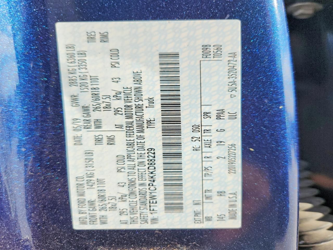 2019 Ford F150 Supercrew