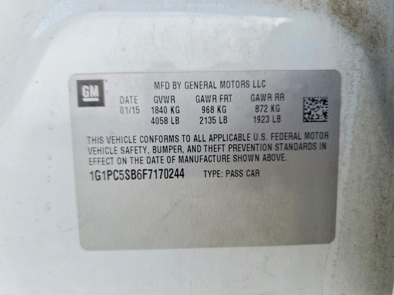 2015 Chevrolet Cruze lt