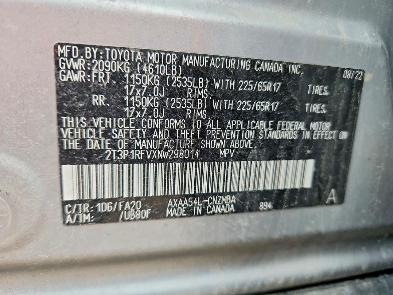 2022 Toyota Rav4 xle