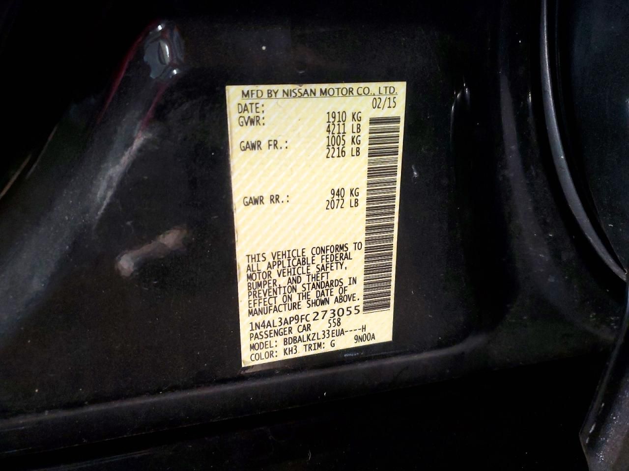 2015 Nissan Altima 2.5 sv