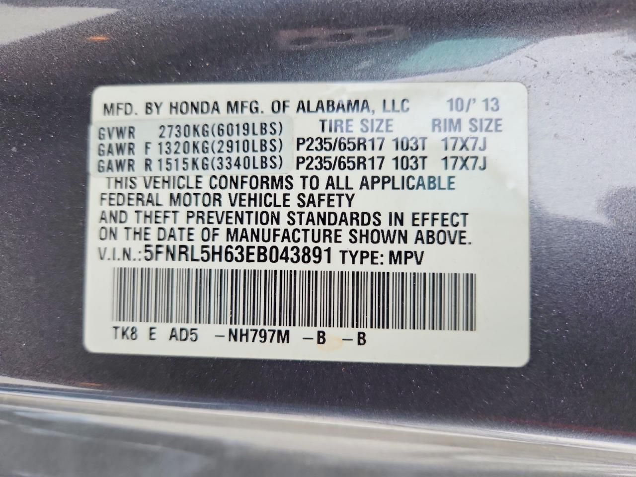 2014 Honda Odyssey exl