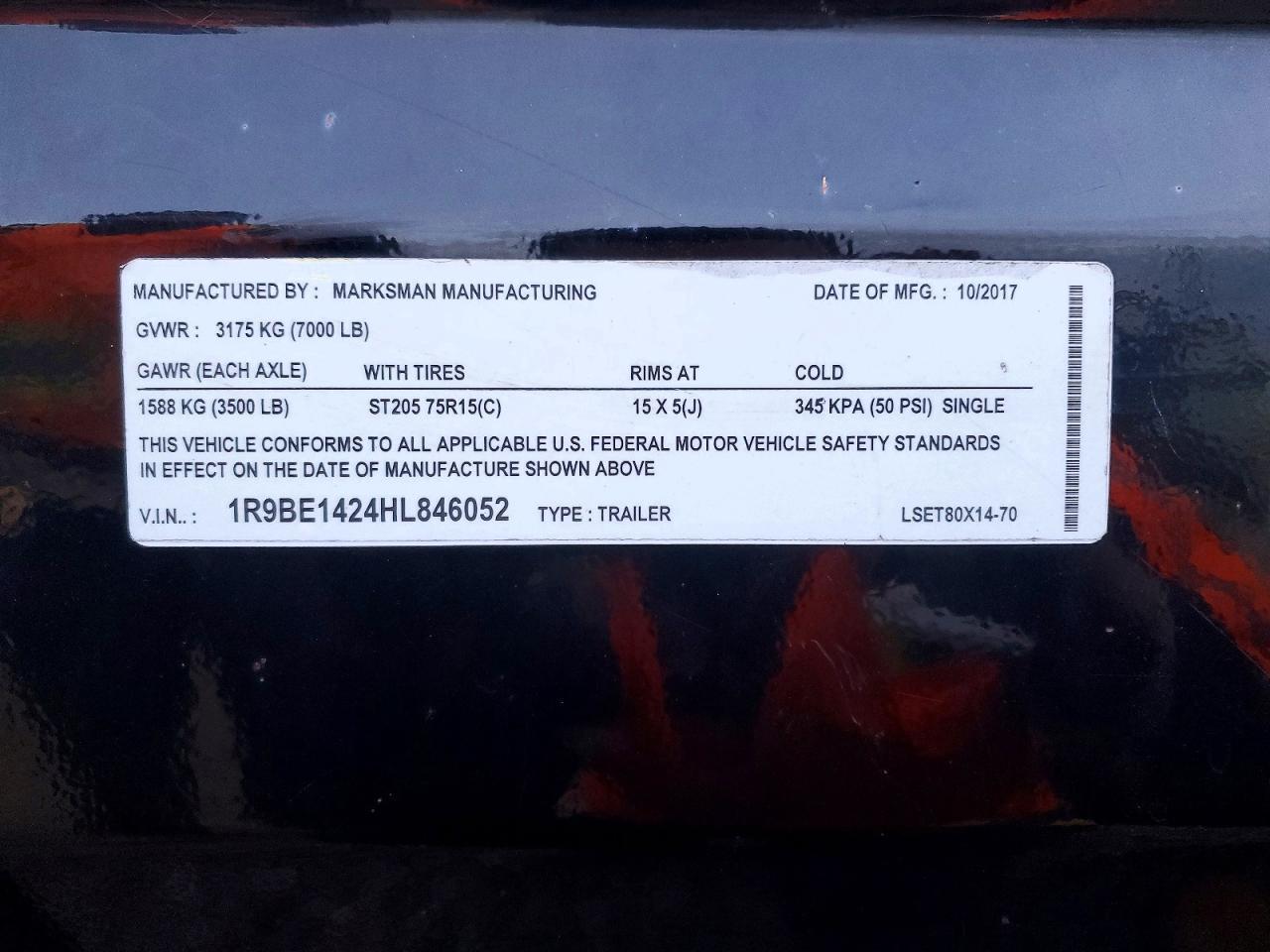 2017 Mlbt 2017 Marksman LSET80X14-70 Utility Trailer