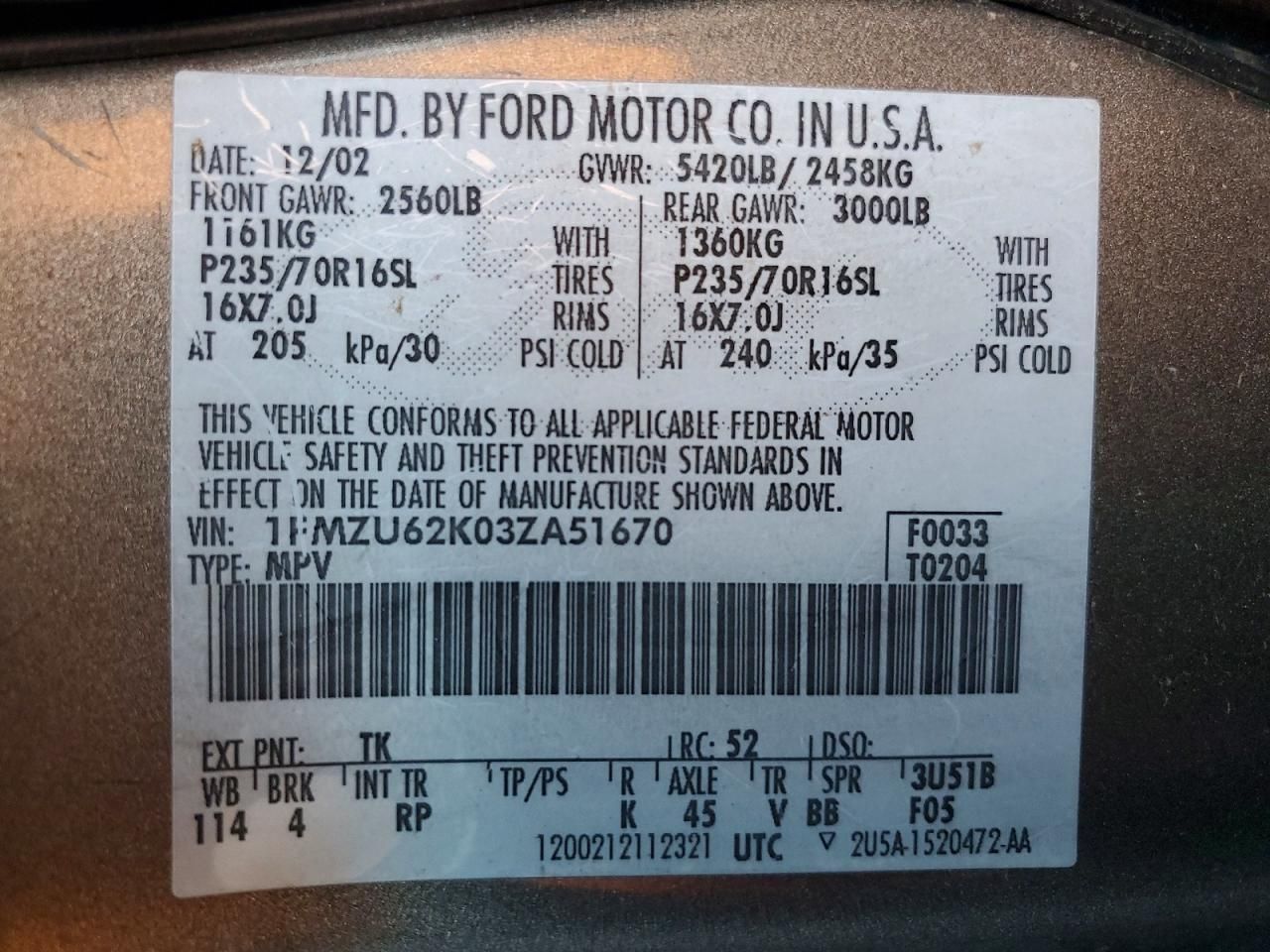 2003 Ford Explorer xls