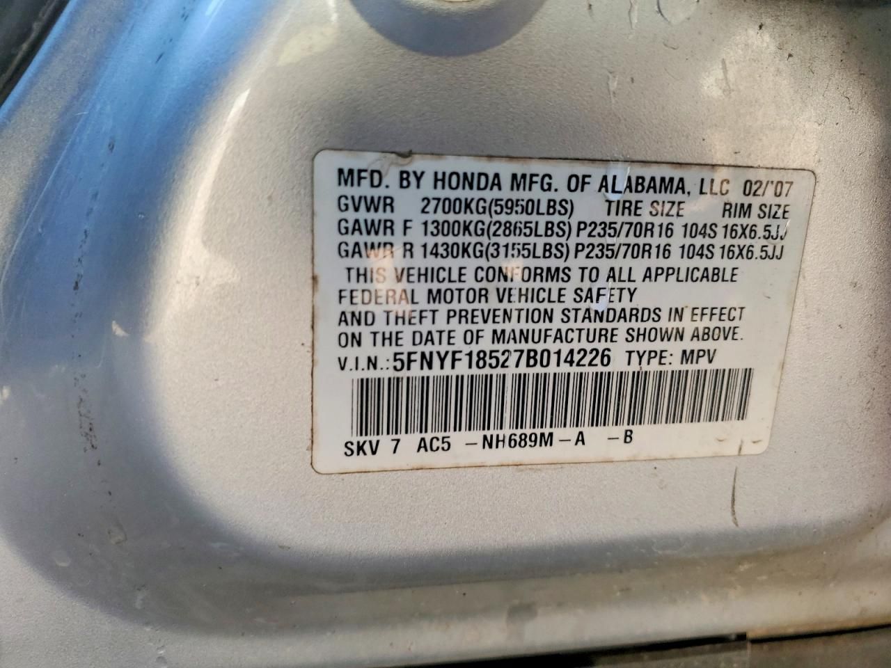 2007 Honda Pilot exl