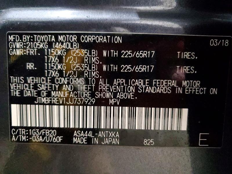 2018 Toyota Rav4 le