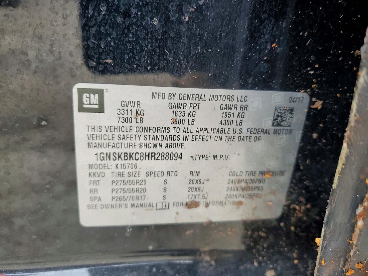 2017 Chevrolet Tahoe K1500 lt