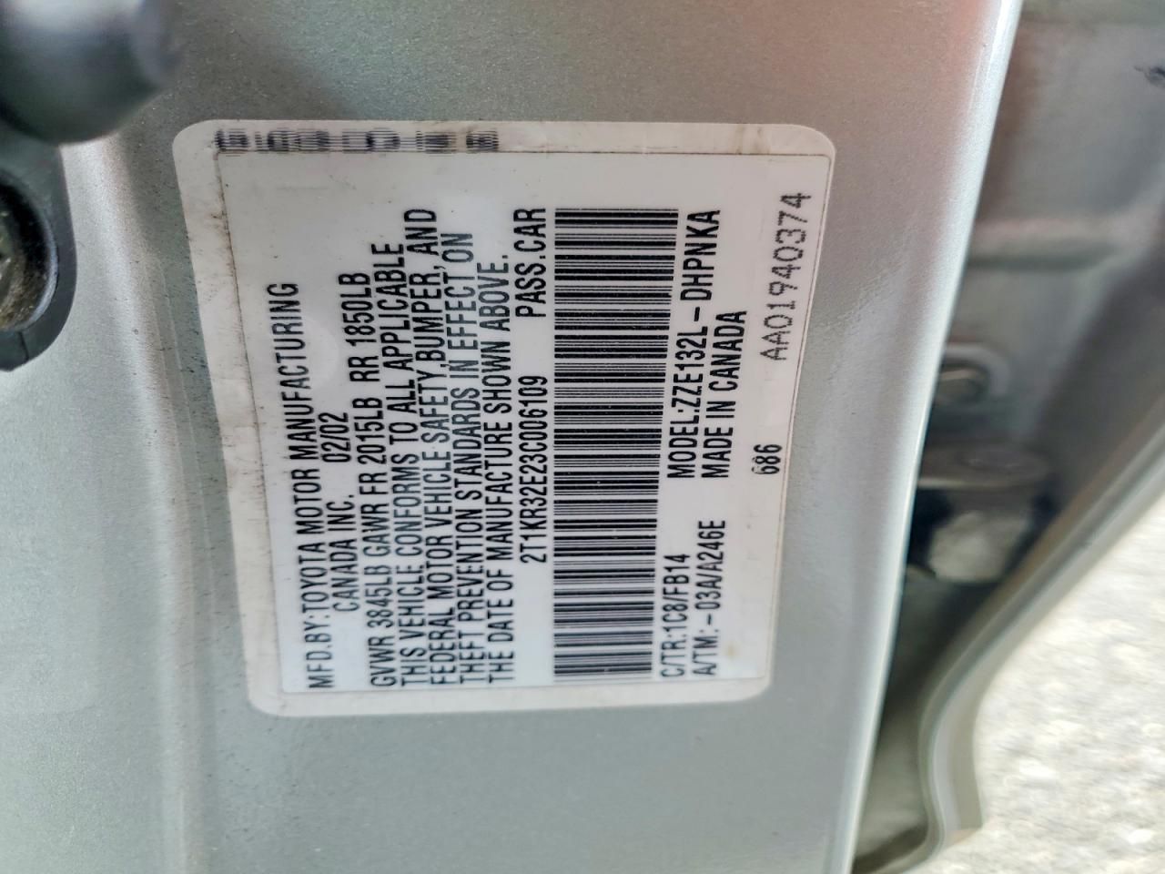 2003 Toyota Corolla Matrix xr