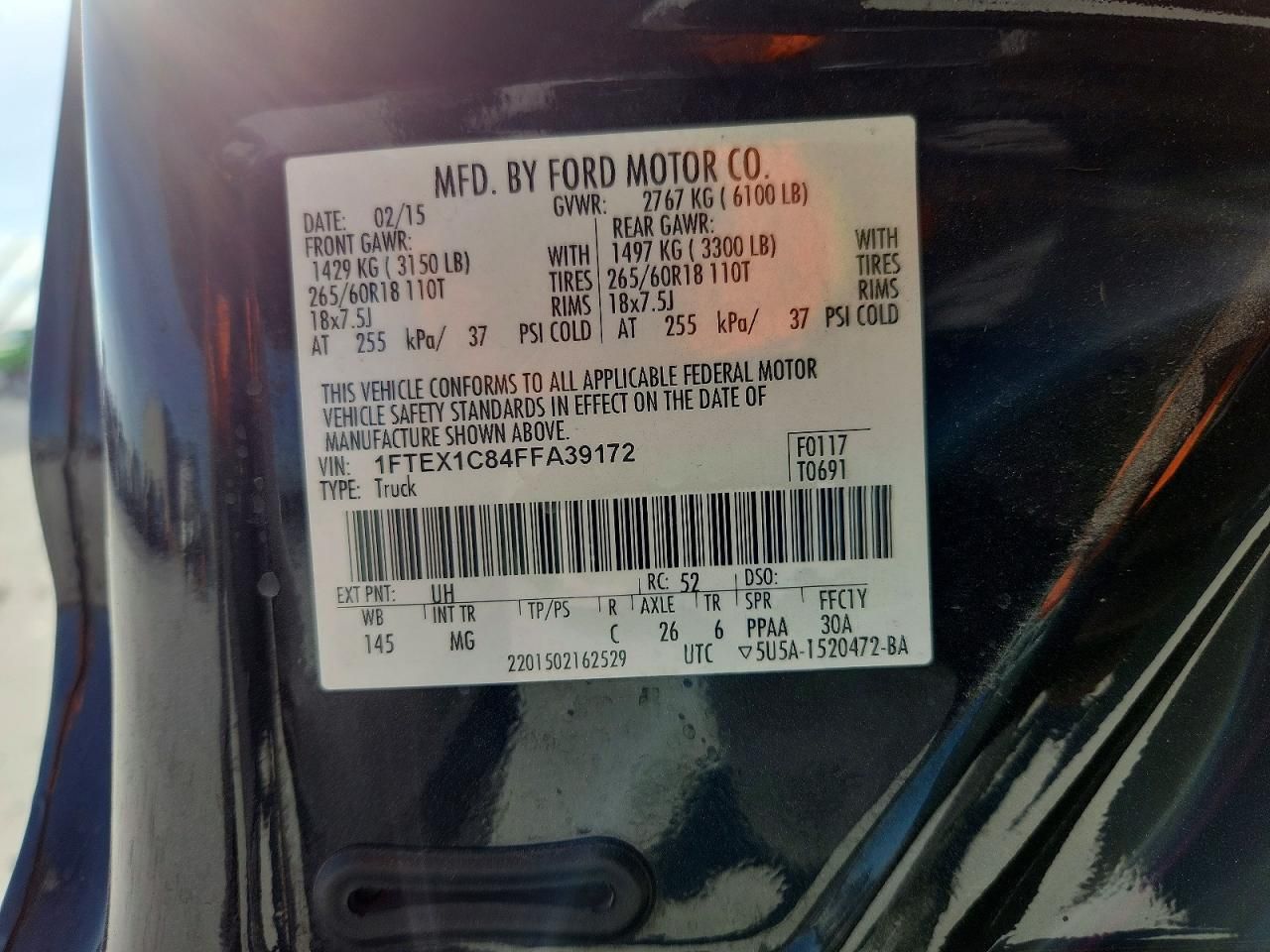 2015 Ford F150 Super cab
