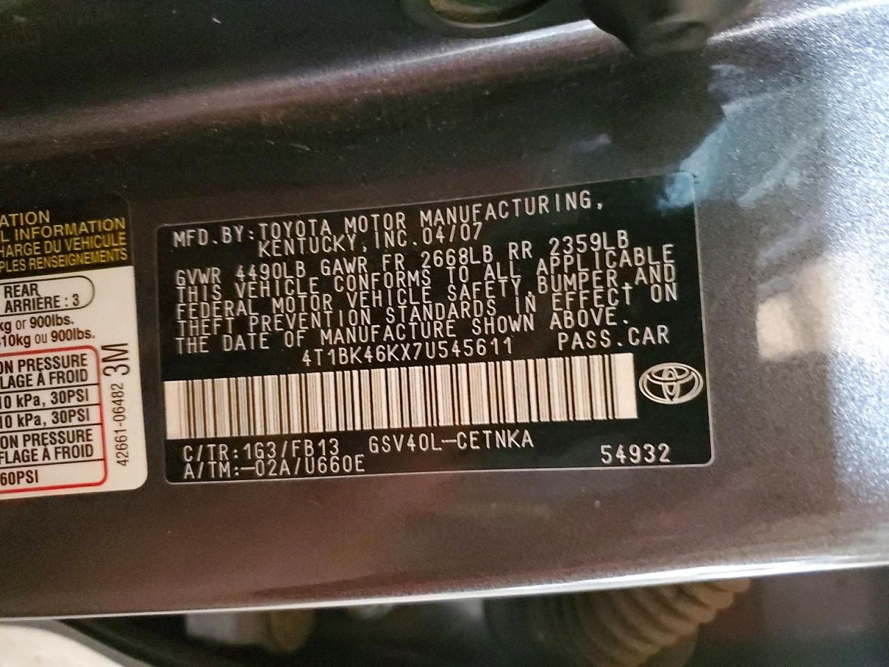 2007 Toyota Camry le