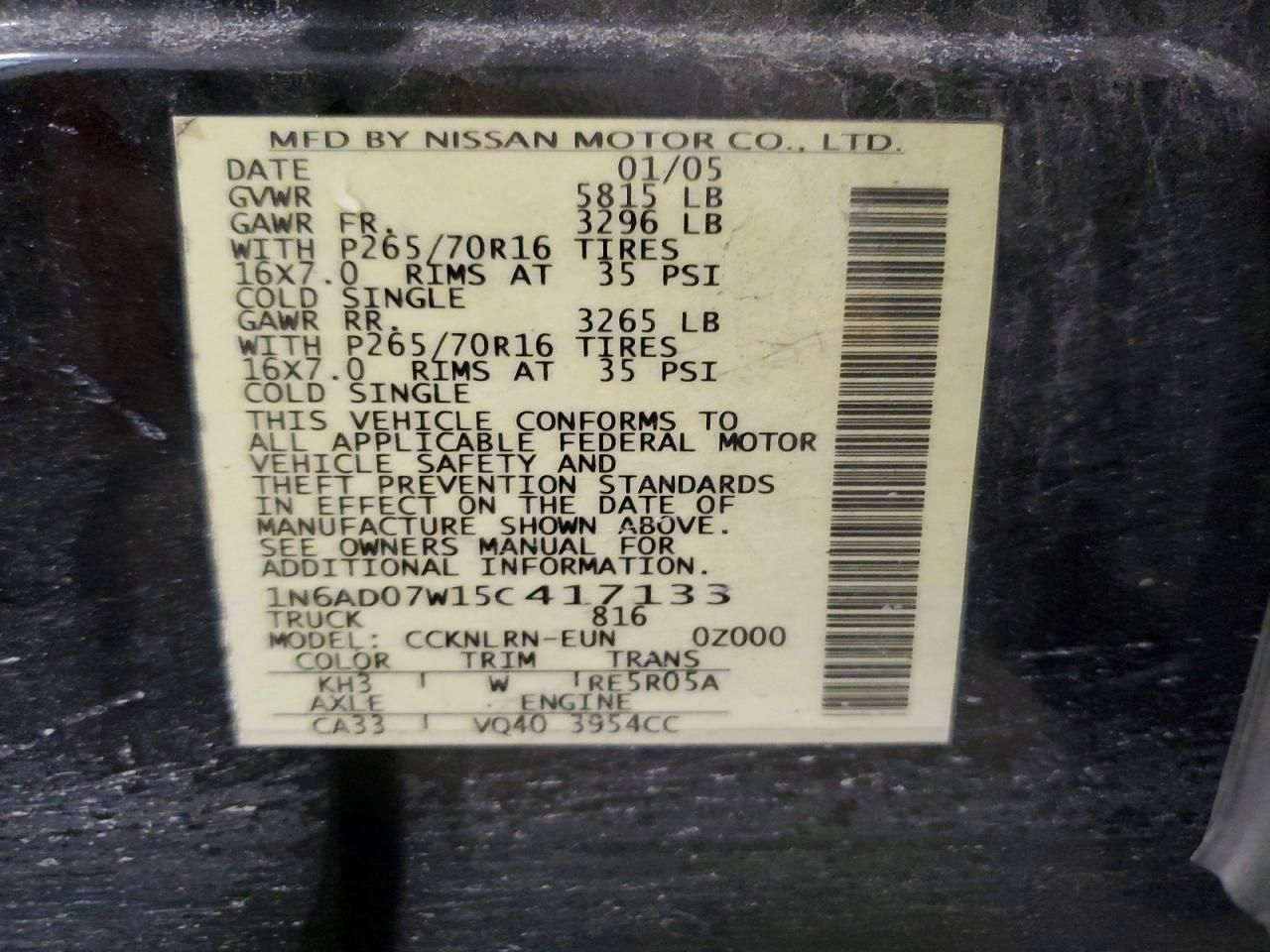 2005 Nissan Frontier Crew cab le