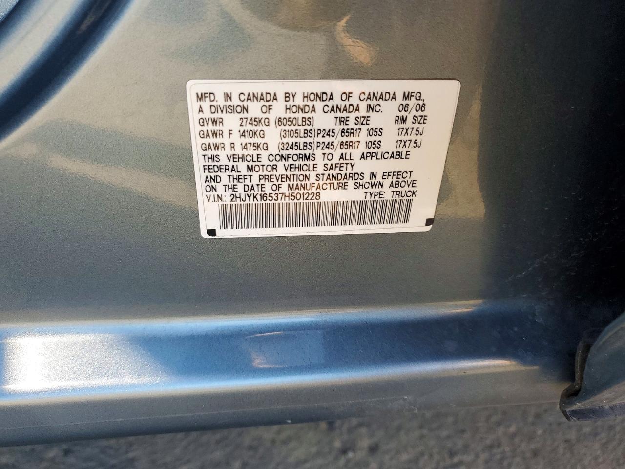 2007 Honda Ridgeline rtl
