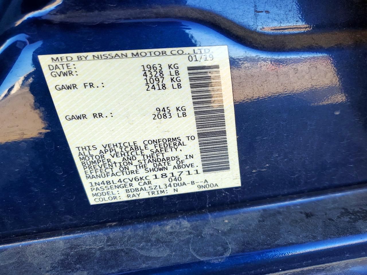 2019 Nissan Altima sr