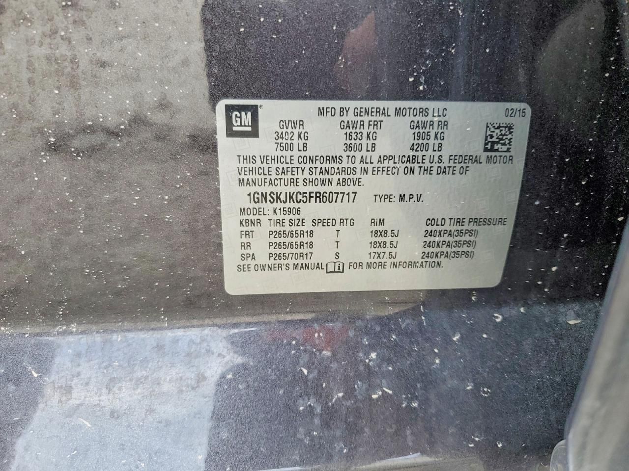 2015 Chevrolet Suburban K1500 lt