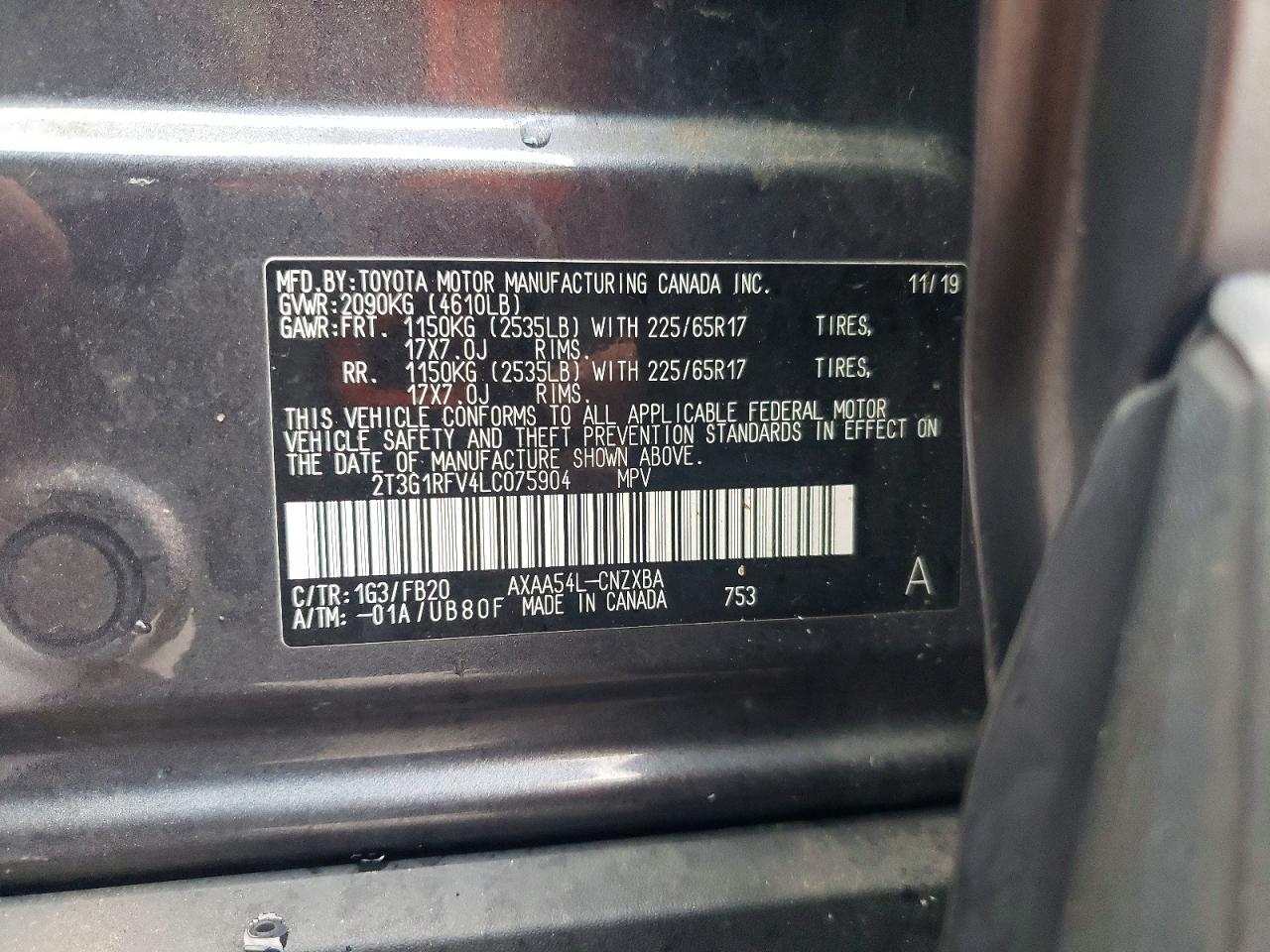 2020 Toyota Rav4 le