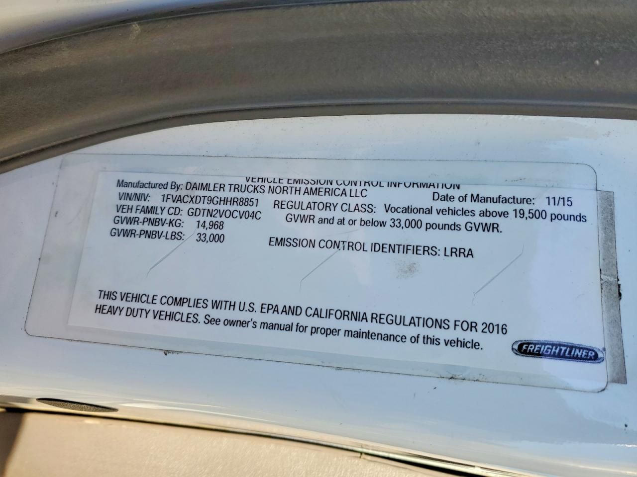 2016 Freightliner Business Class M2 BOX Truck