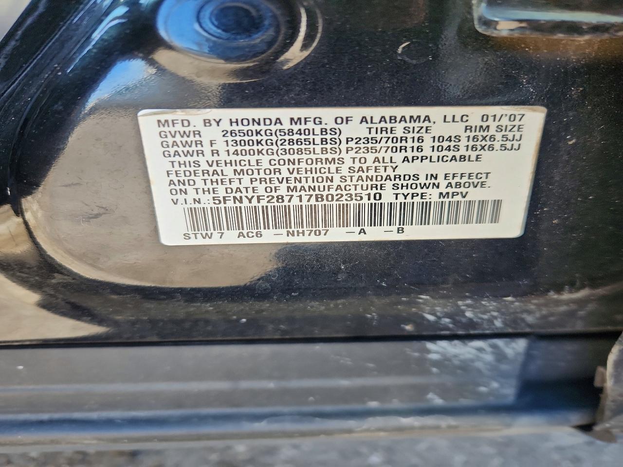 2007 Honda Pilot exl