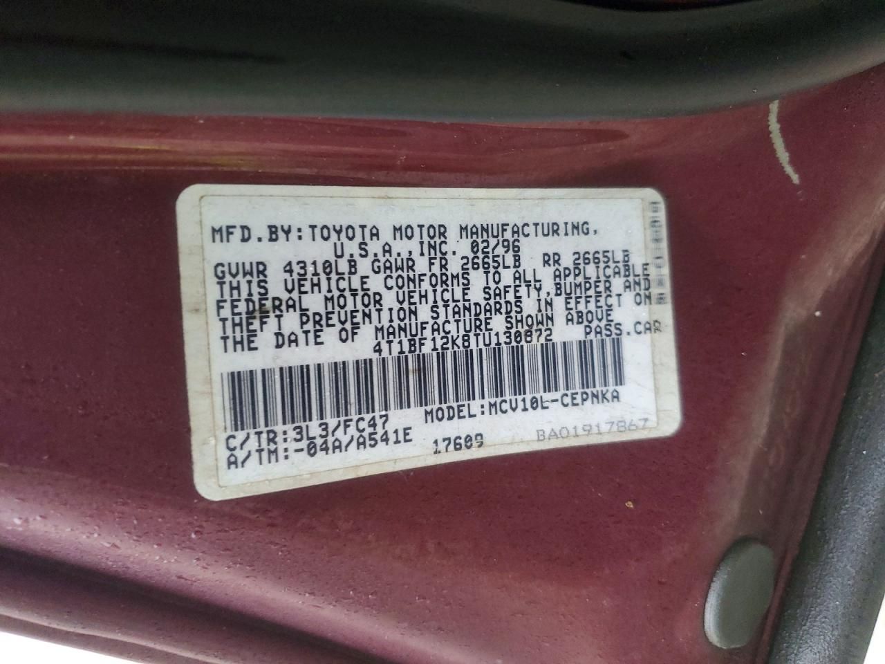 1996 Toyota Camry le