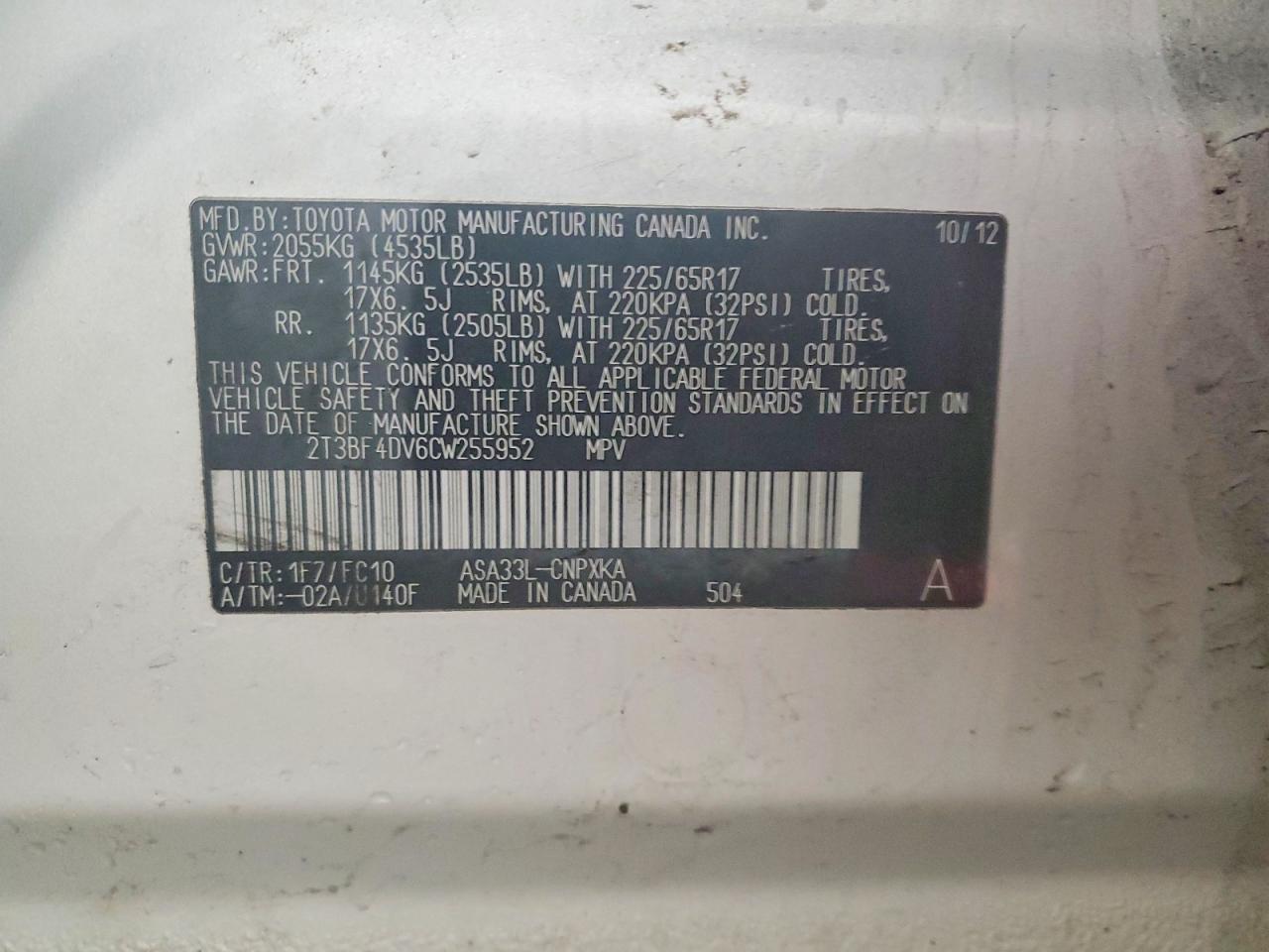 2012 Toyota Rav4 Base