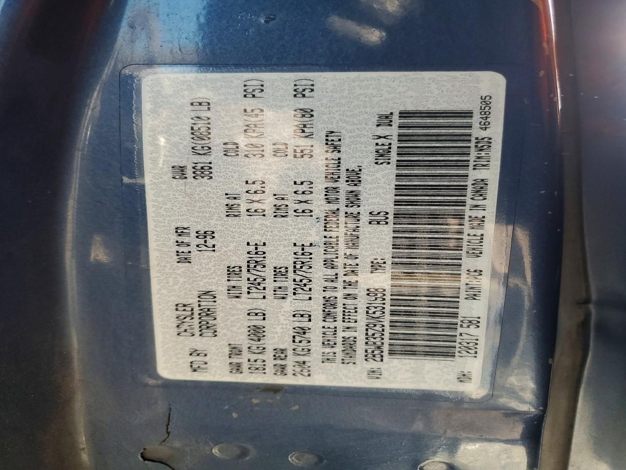 1997 Dodge Ram Wagon B3500