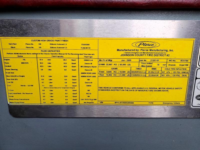 2009 Pierce Impel Fire Truck