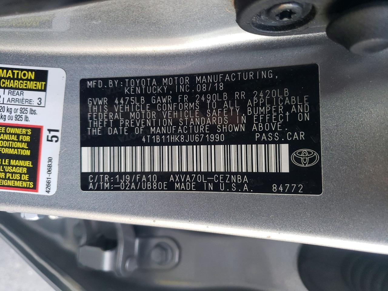2018 Toyota Camry l