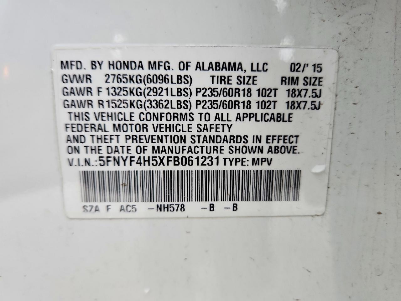 2015 Honda Pilot exl