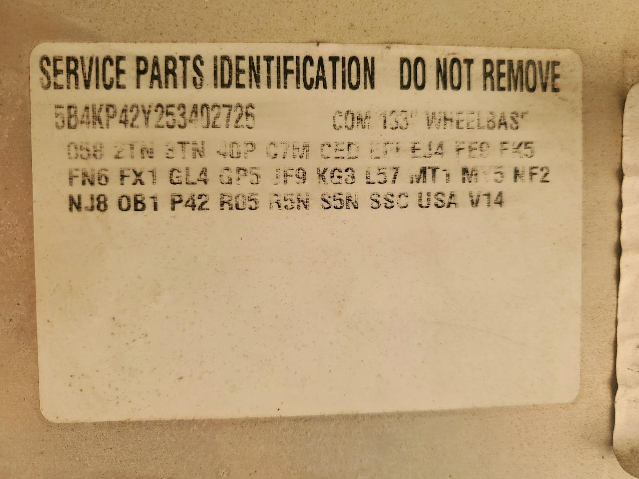 2005 Workhorse Custom Chassis Forward Control Chassis P4500
